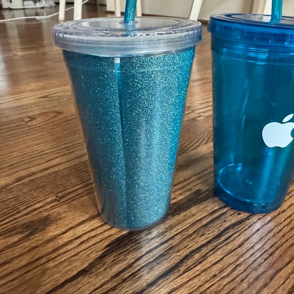 Blue and Glitter Tumbler Set with Straws